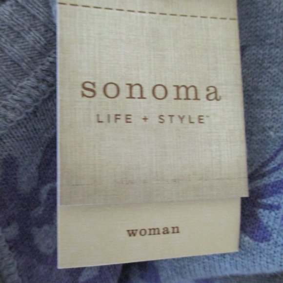 NWT! Sonoma Women's Plus Size Cardigan Sweater, Gray and Purple Floral, Size 3X - Picture 9 of 14